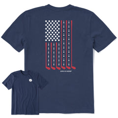 Men's Vertical USA Flag Golf Short Sleeve Crusher Tee
