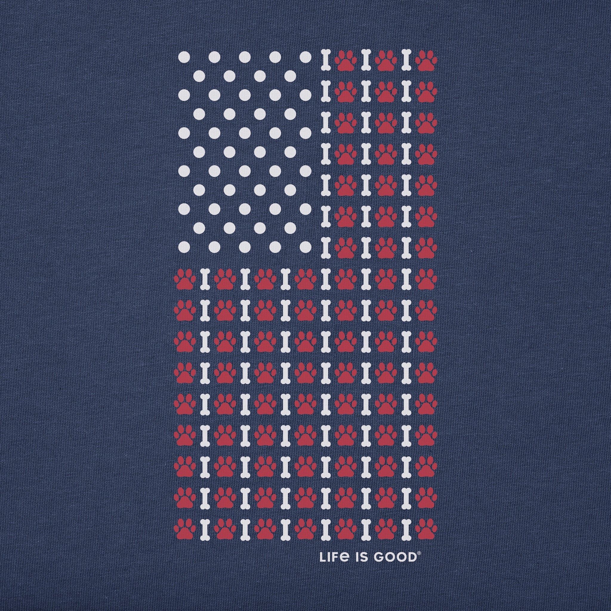 Men's Vertical USA Flag Dog Paws Short Sleeve Crusher Tee