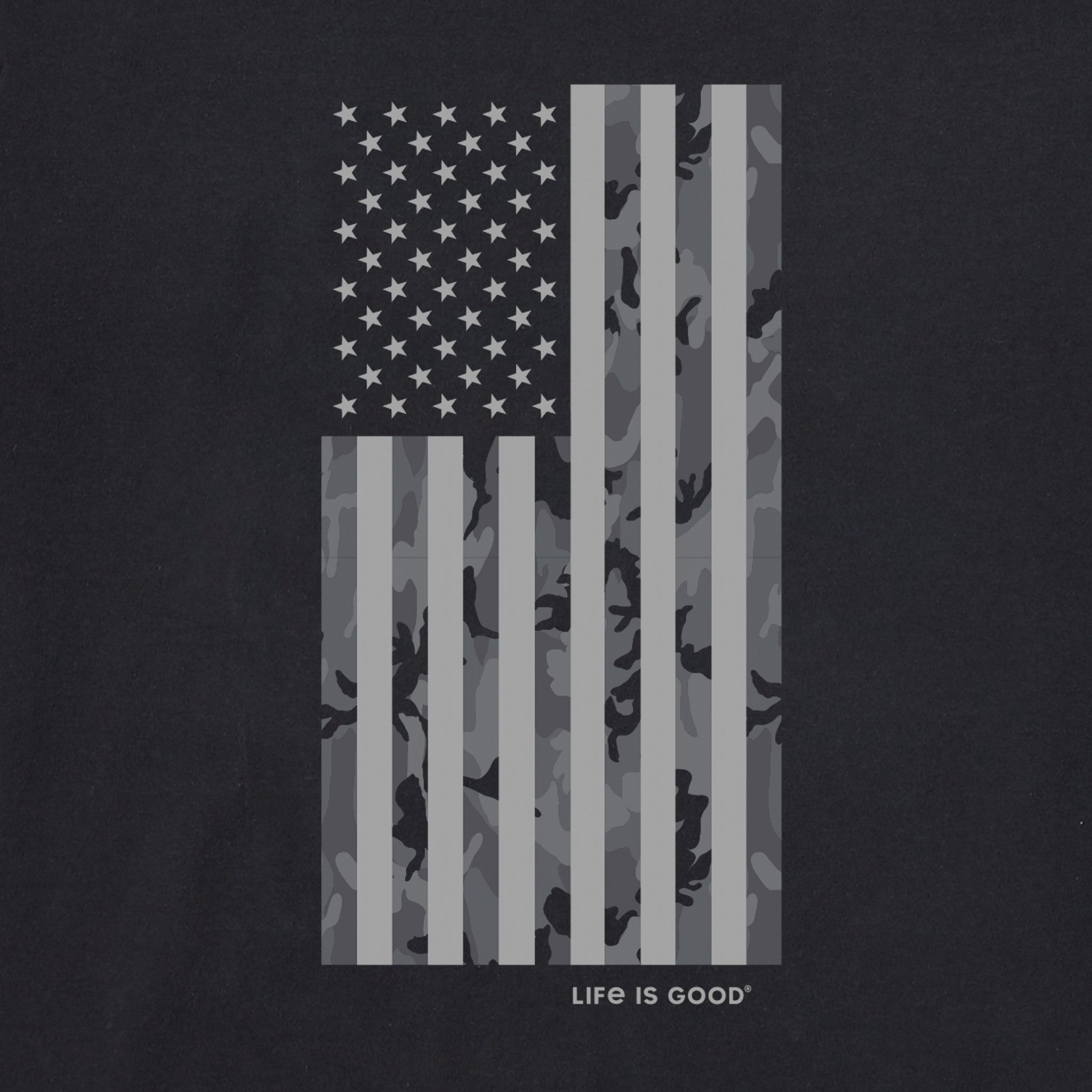 Men's Vertical USA Flag B&W Camo Short Sleeve Crusher Tee