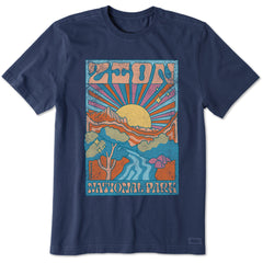 Men's Zion National Park Psychedelic Scene Short Sleeve Crusher Tee