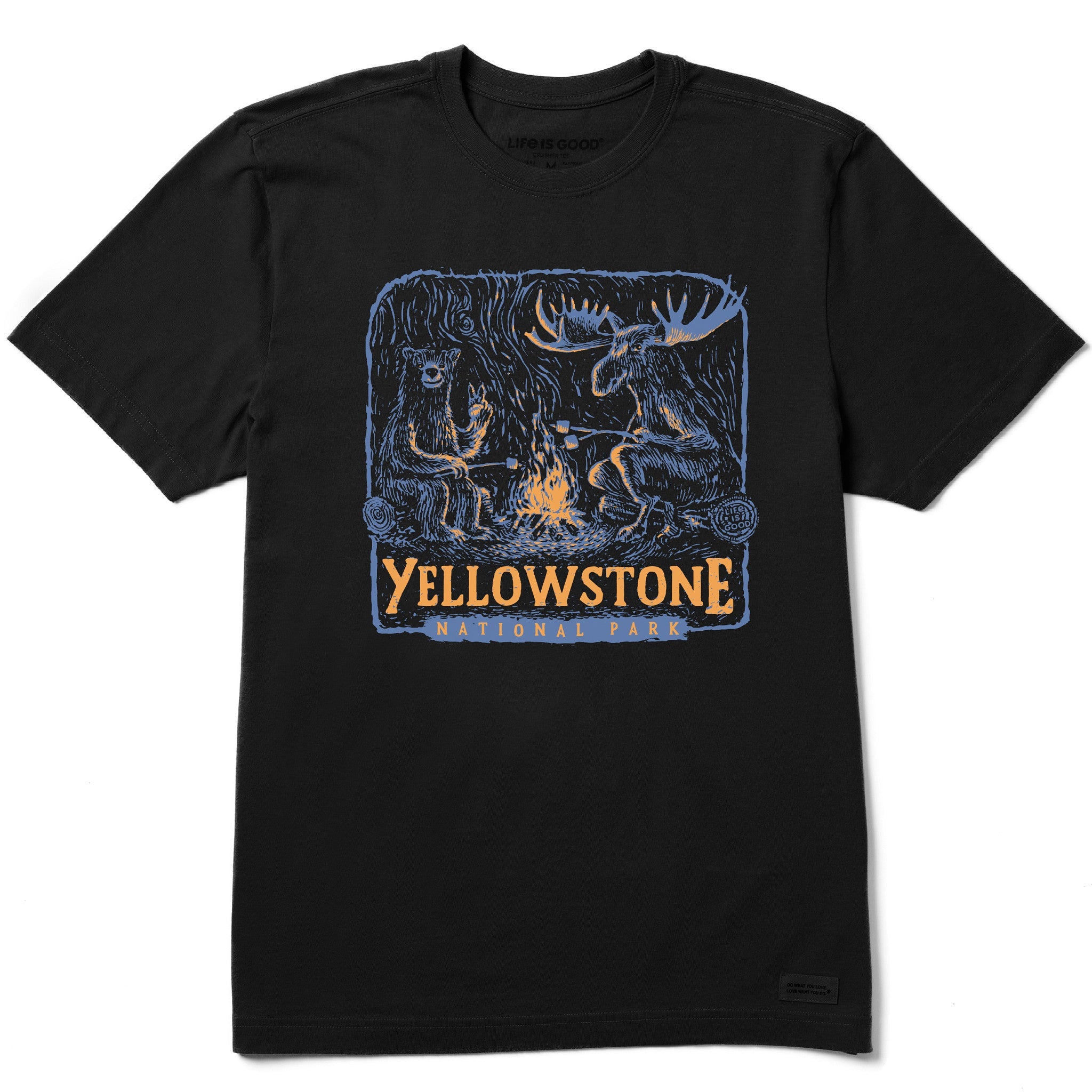 Men's Yellowstone Bear and Moose Camp Scene Short Sleeve Crusher Tee