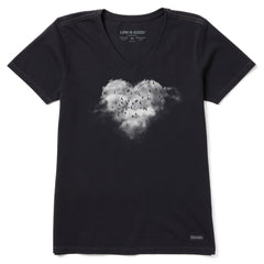 Women's Heart Clouds Short Sleeve Vee