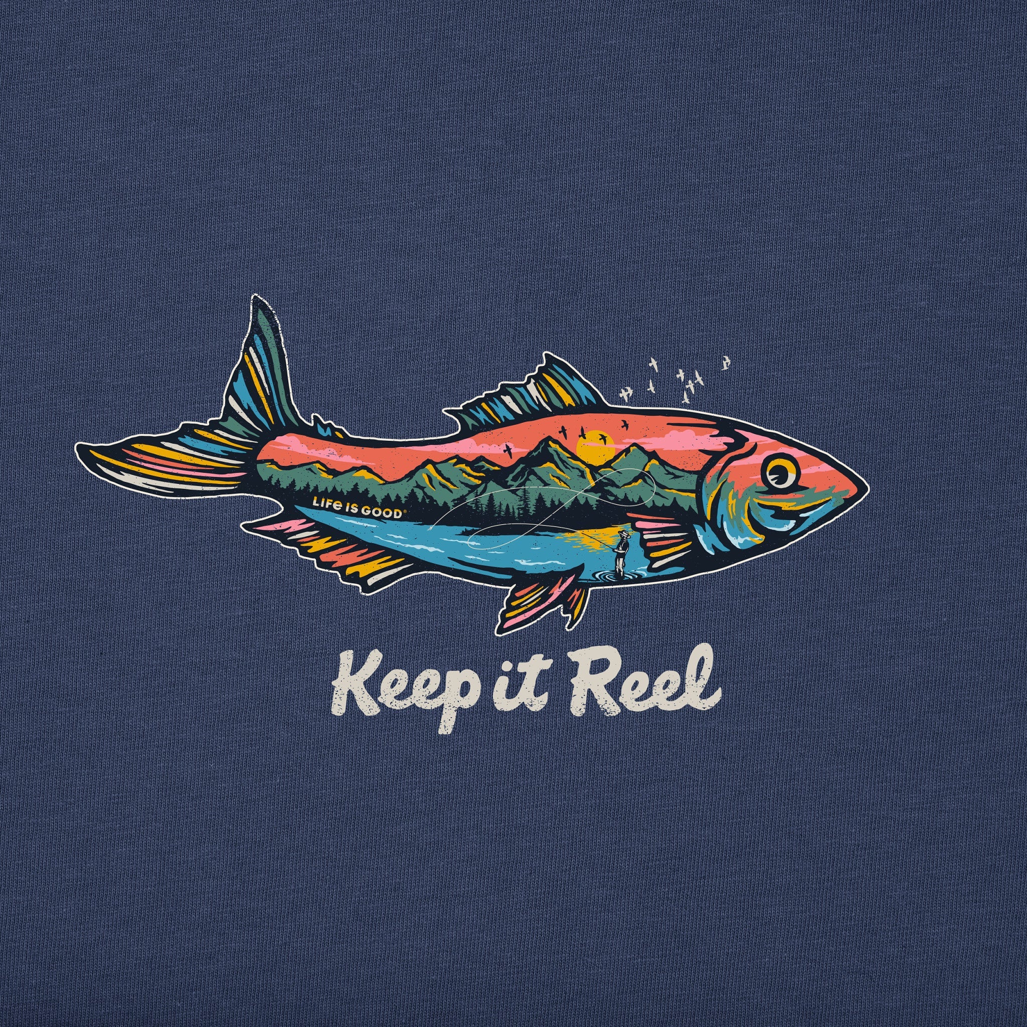 Men's Fish Mountain Scene Short Sleeve Tee