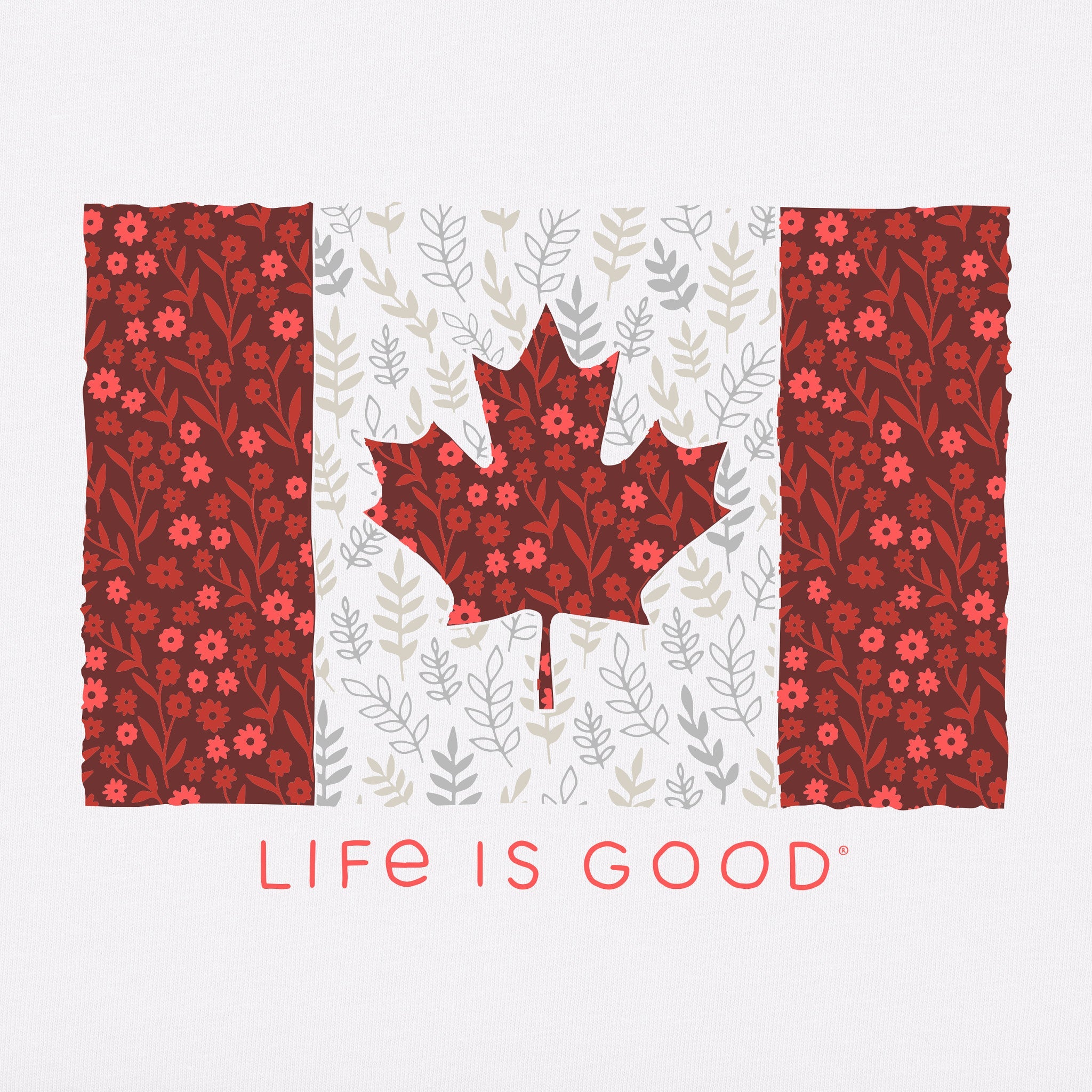 Women's Canadian Flag Wildflowers Short Sleeve Vee