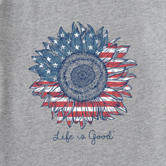 Women's American Sunflower Short Sleeve Vee