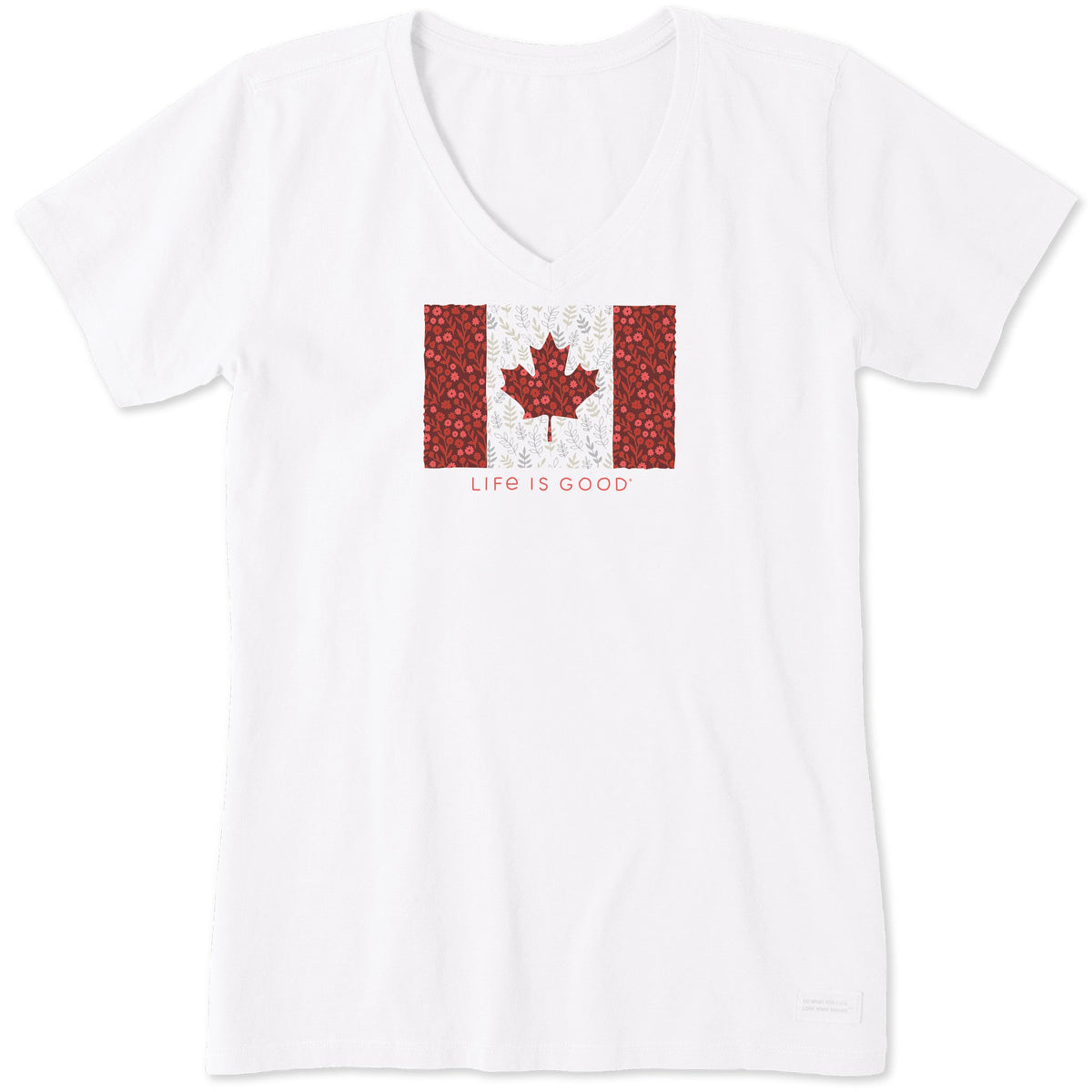 Women's Canadian Flag Wildflowers Short Sleeve Vee