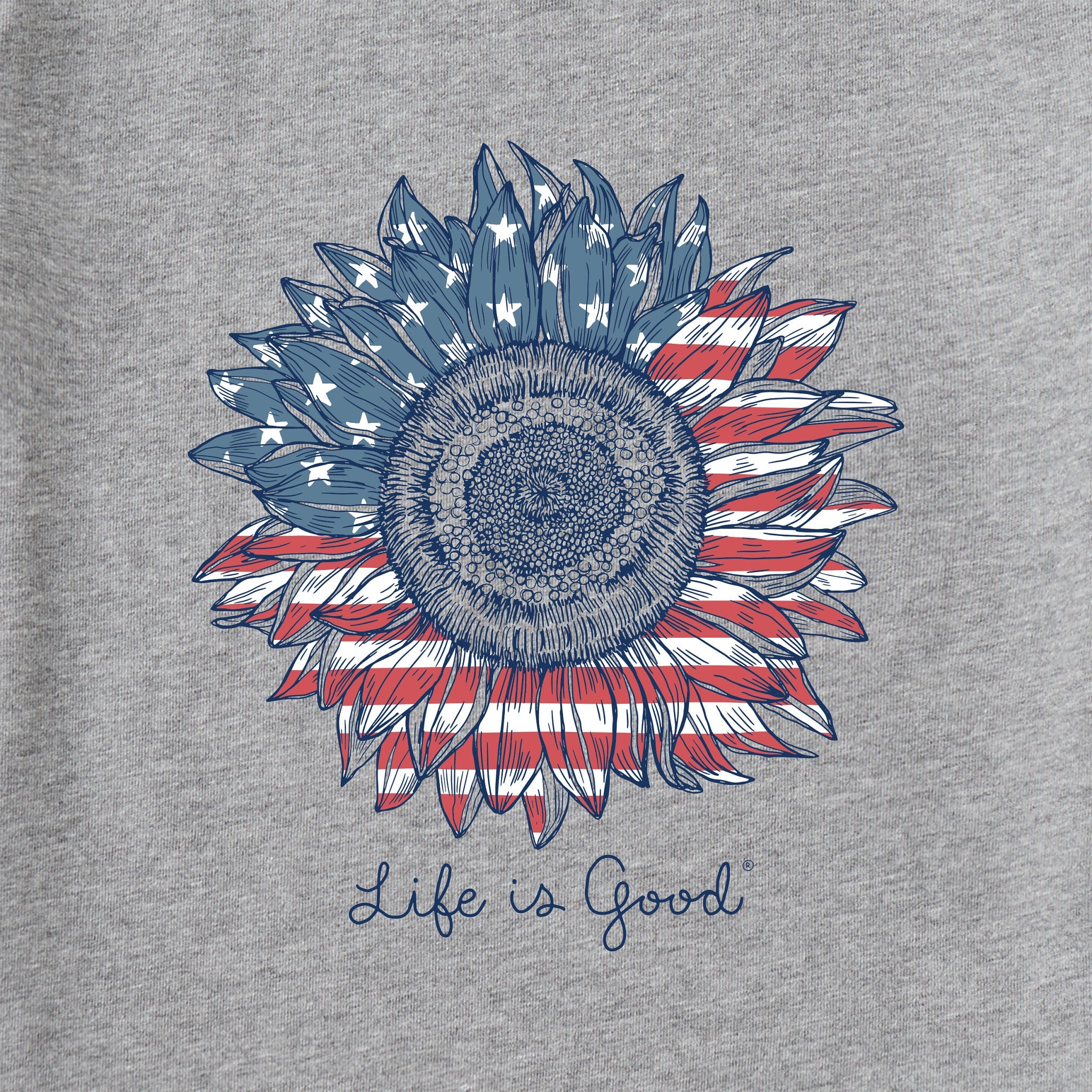 Women's American Sunflower Short Sleeve Vee