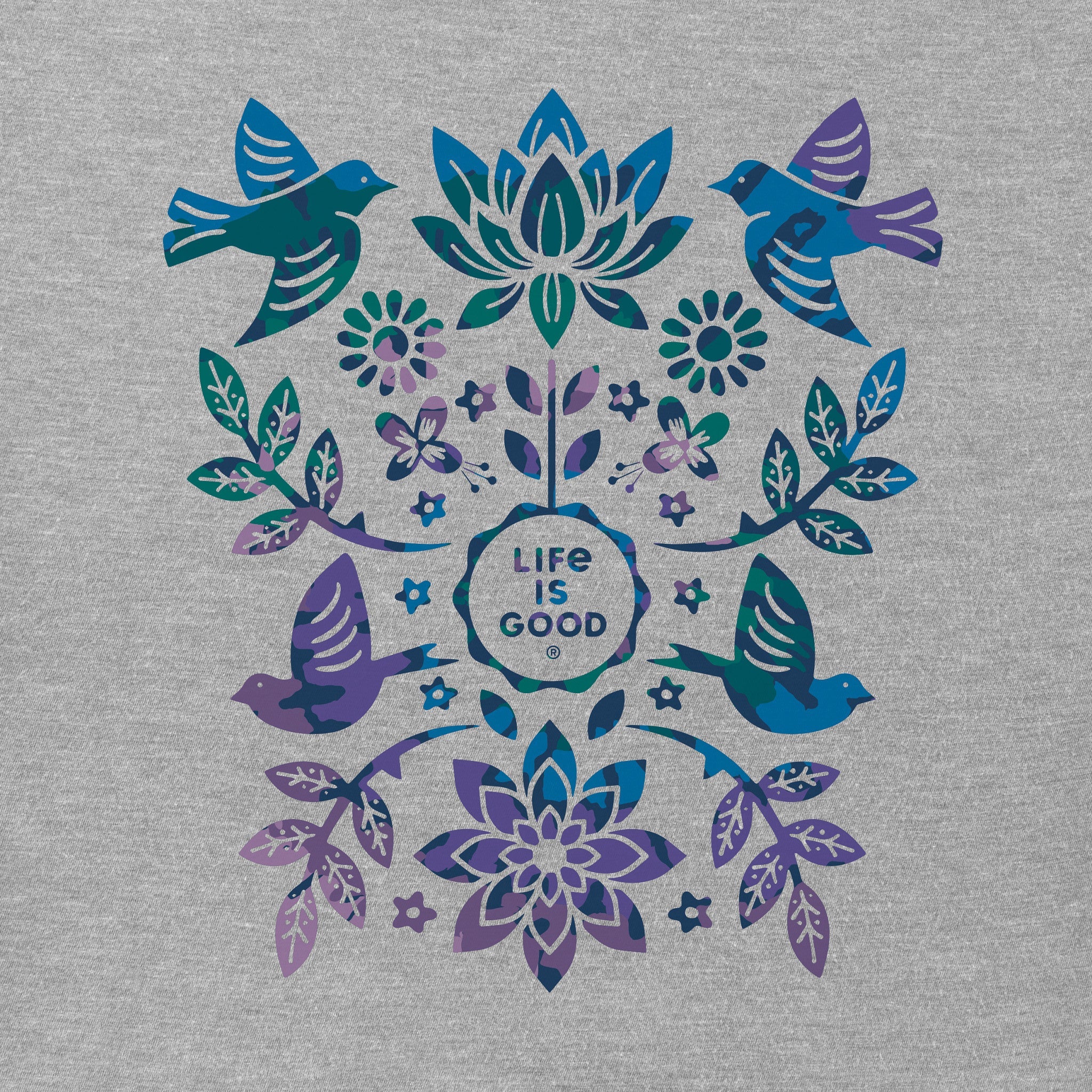 Women's Folk Art Garden Tie Dye Short Sleeve Tee