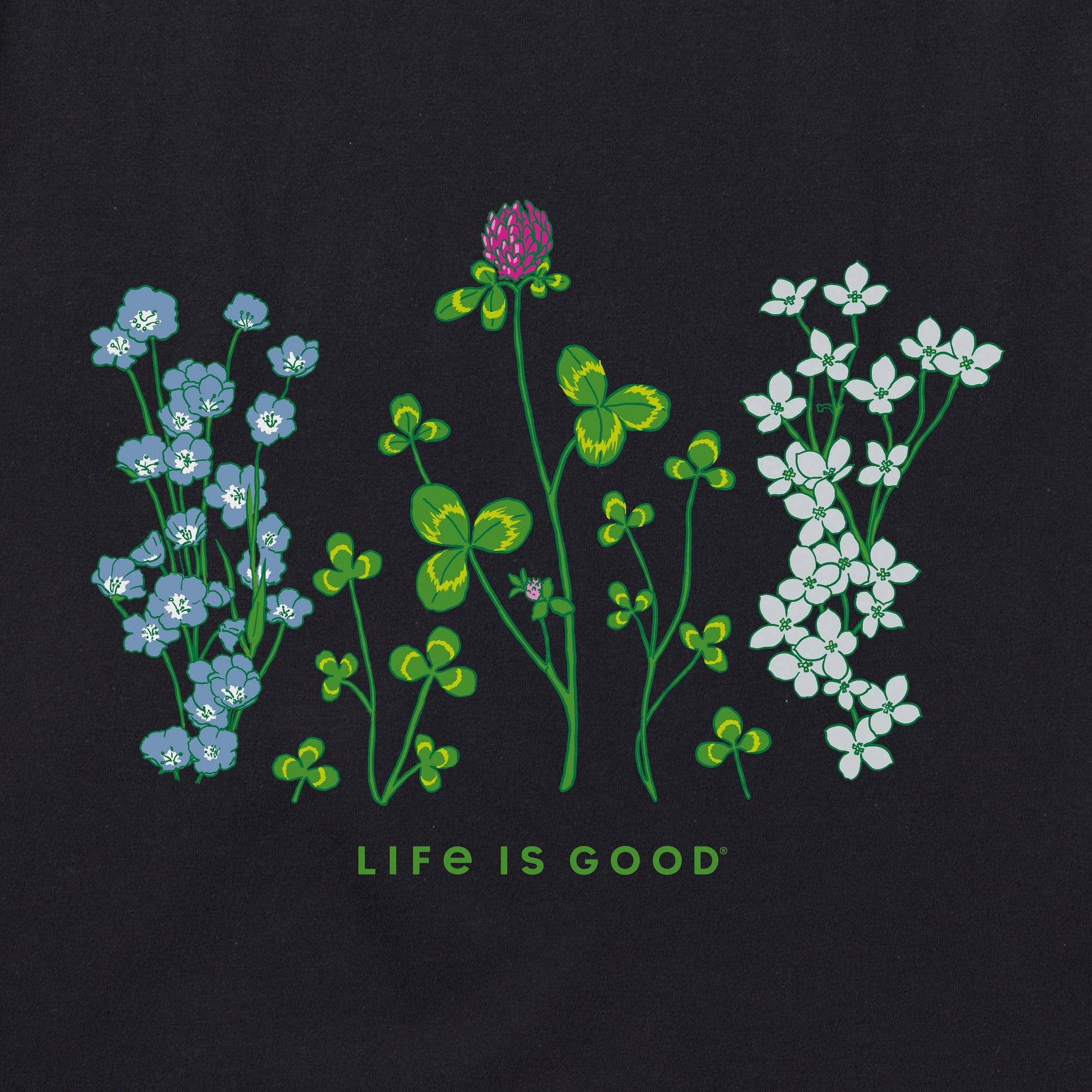 Women's Detailed Clovers and Wildflowers Short Sleeve Tee