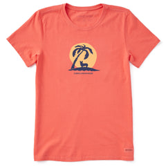 Women's Corgi Palm Tree Short Sleeve Crusher Tee