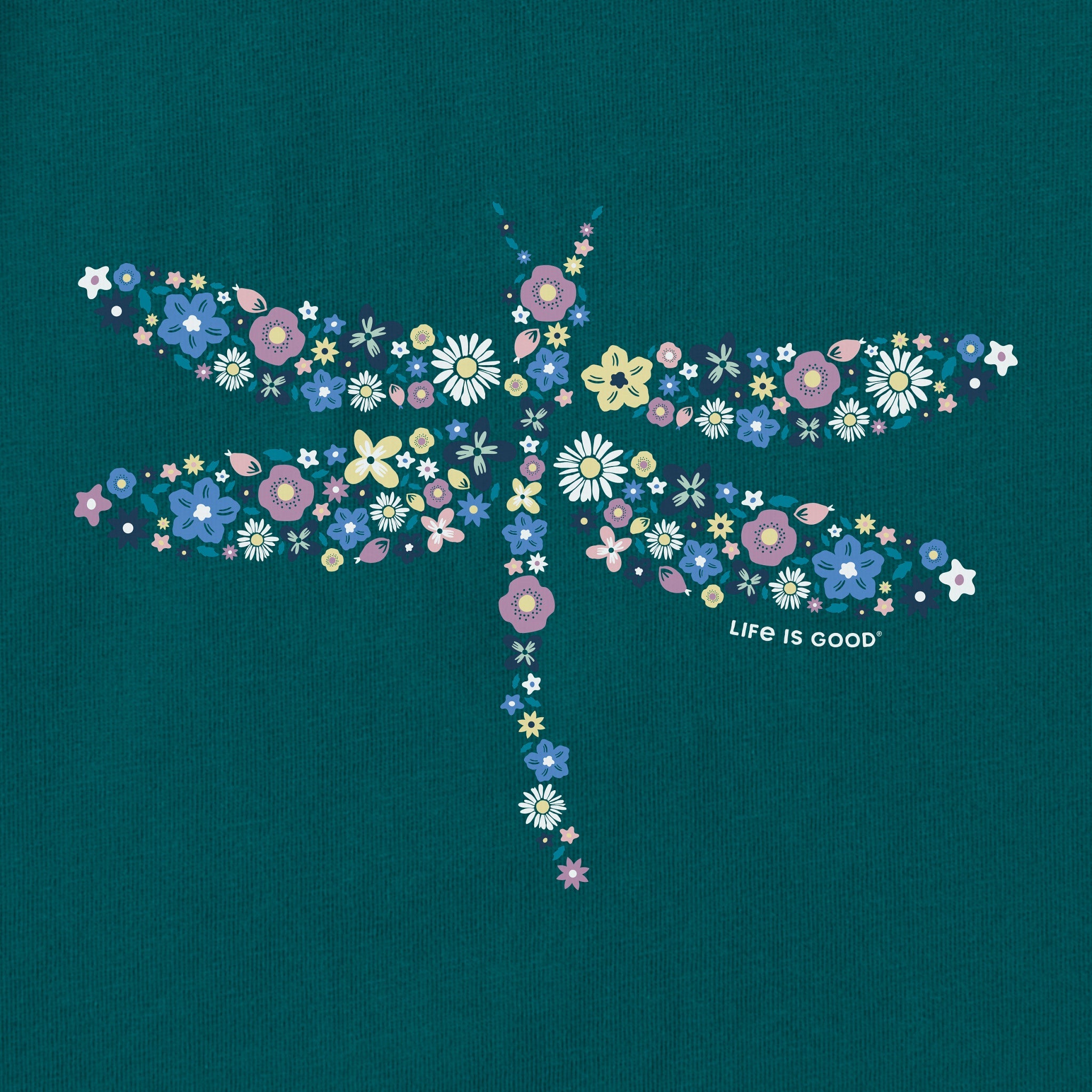 Women's Dragonfly Flowers Short Sleeve Vee