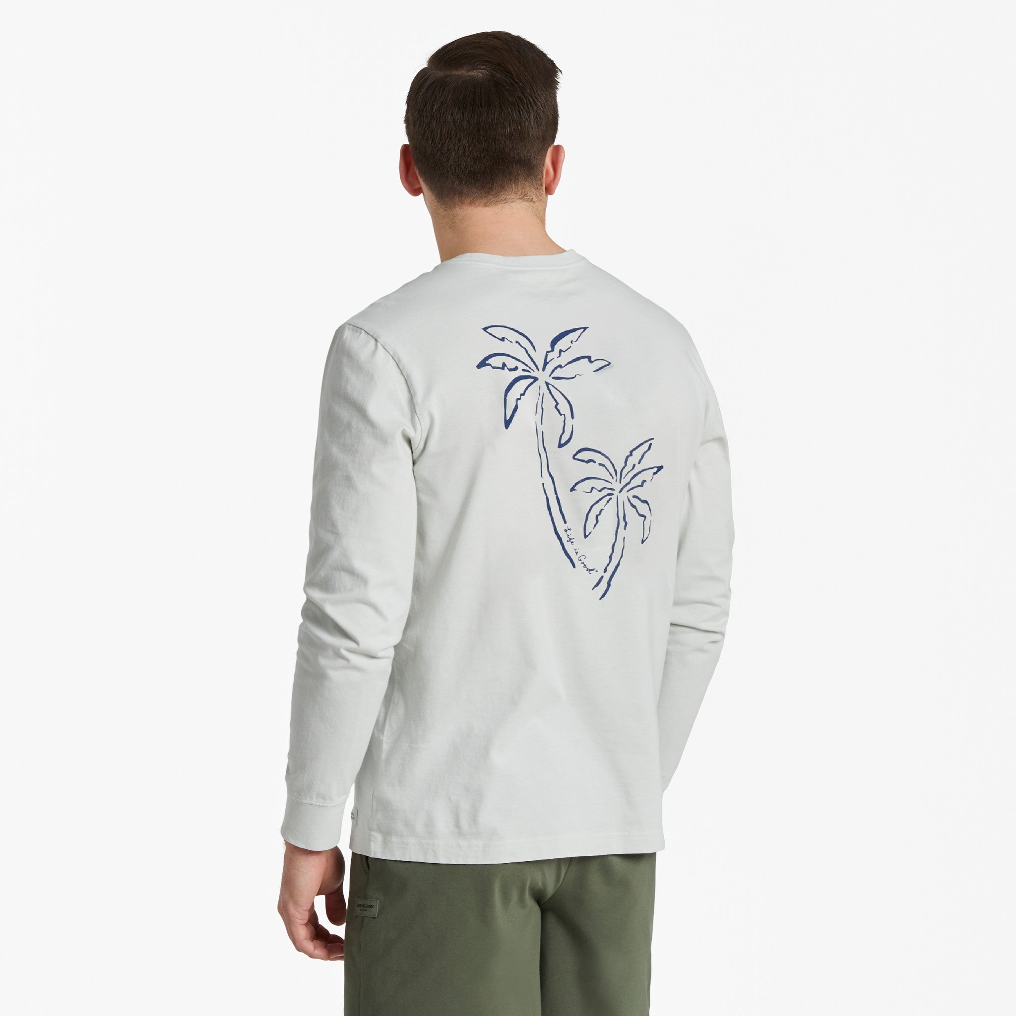 Men's Two Simple Palms Long Sleeve Crusher Tee