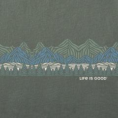 Men's Woodblock Mountain Scene Crusher-FLEX Crew