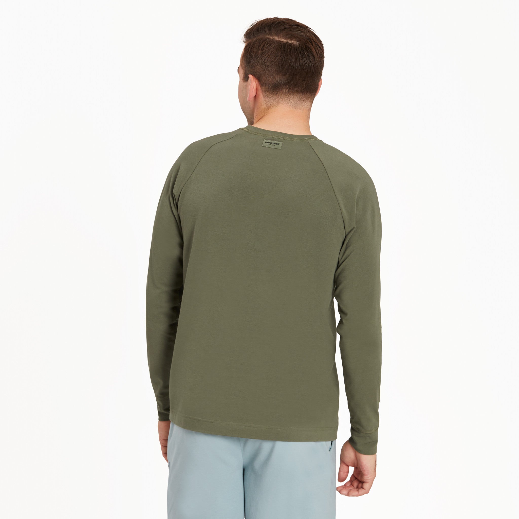 Men's Woodblock Mountain Scene Crusher-FLEX Crew