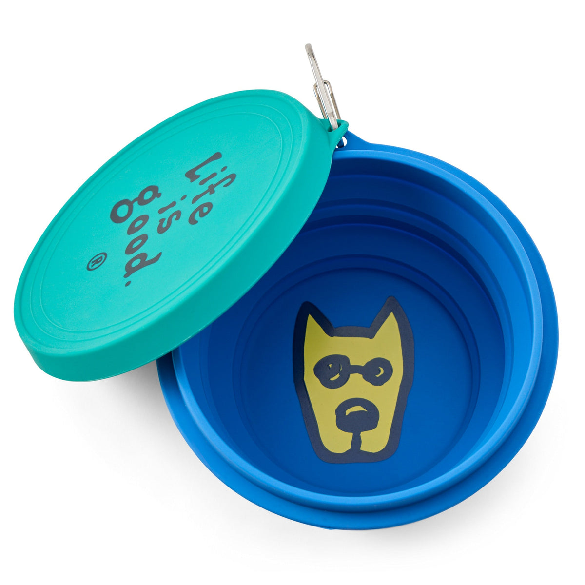 Rocket Face Silicone Travel Dog Bowl with Lid