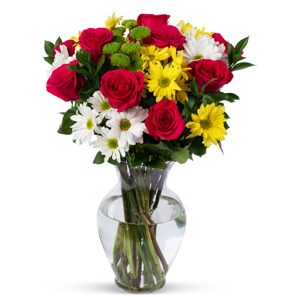 Life is Good Multi Flowers with Vase