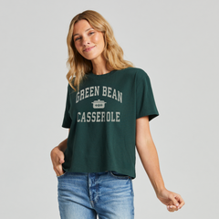 Women's Green Bean Casserole Athletic Arch Short Sleeve Crusher Boxy Tee